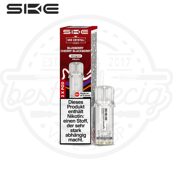 SKE Crystal Plus Pod Blueberry Cherry Blackberry NicSalt 2x 2ml