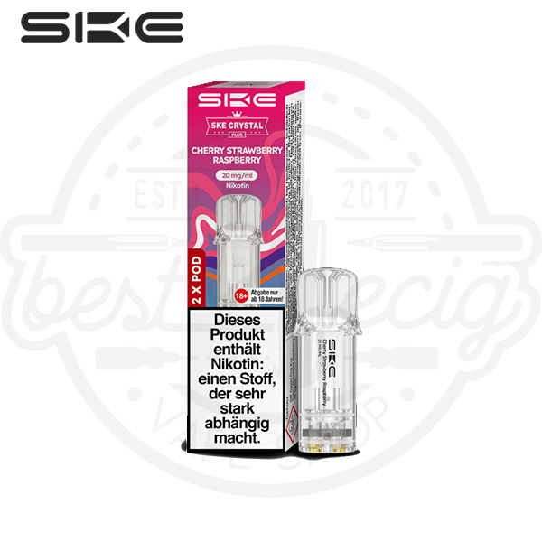 SKE Crystal Plus Pod Cherry Strawberry Raspberry NicSalt 2x 2ml